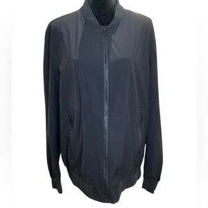 Tahari Classic Black Bomber Zip Up Lightweight Jacket